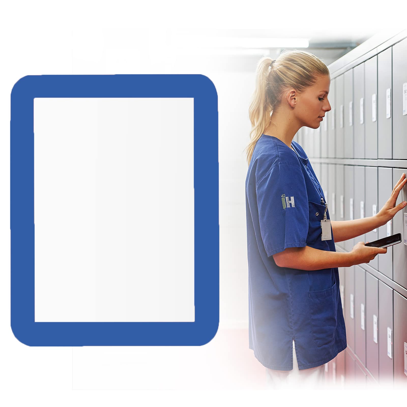 5x7 inch Magnetic Locker Mirror, Magnetic Makeup Mirrors for Office Cabinet, School Locker, Gym Locker, Refrigerator, Bathroom, Toolbox (Blue)
