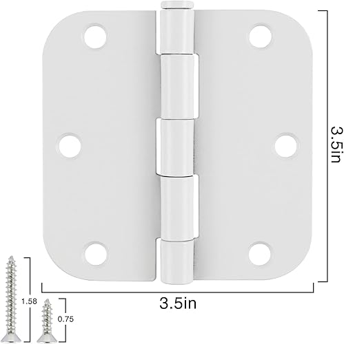 Miniatura 4 de Bisagras de puerta de 3.5 x 3.5 pulgadas, bisagra de puerta blanca mate de 3 12 pulgadas, para accesorios de puerta interior, 58 pulgadas, sin