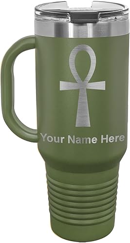 Vista 142 de LaserGram 15oz Vacuum Insulated Coffee Mug, Ankh, Personalized Engraving Included (Orange)