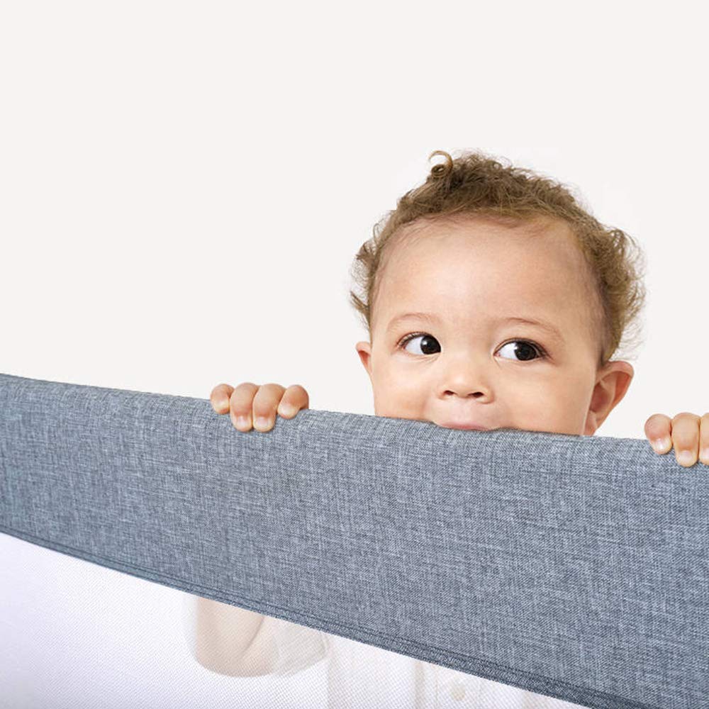 Barrera de seguridad para cama de bebé, portátil, transpirable, con funda extraíble, 220 x 68 cm, color rosa