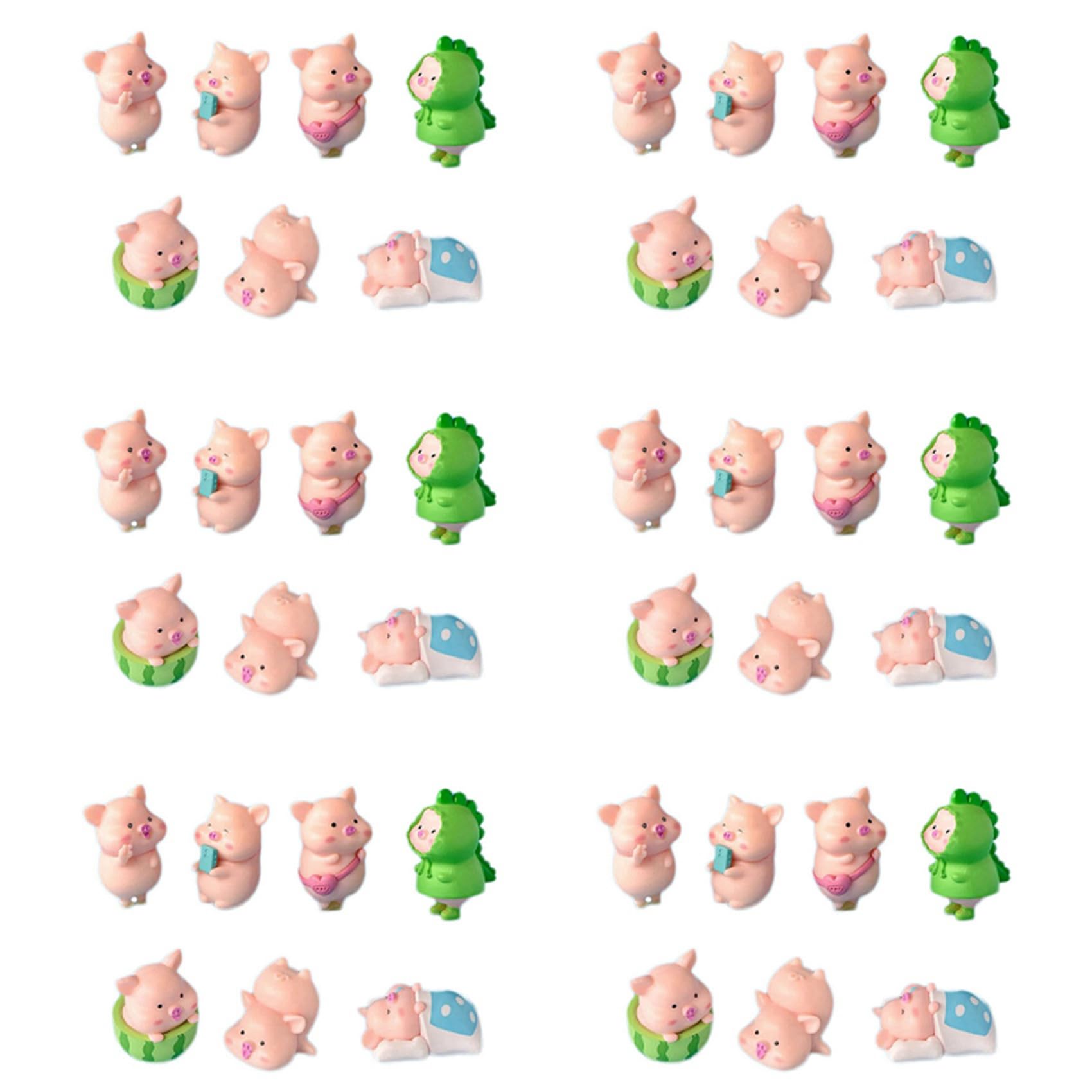 Vjsujehgy 42Pcs Pig Plastic DIY Home Decoration Figurines Landscape Accessories Fairy Garden Miniatures Room Decor