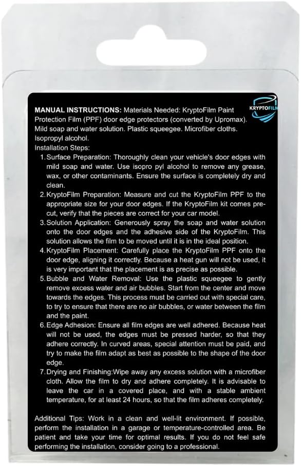 Miniatura 2 de Kit de película protectora de pintura para borde de 5 puertas con escobilla de goma, cuchillo, paño sueco, precortada de 8 mil, cinta transparente,