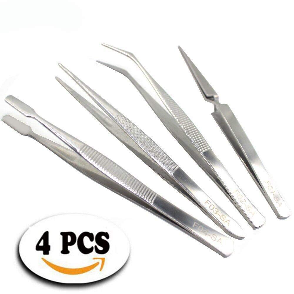 4pcs/set Set pinzette in acciaio INOX di precisione elettronico con punta fine per gioielli fai da te beauty nail art strumento di raccolta hobby F04