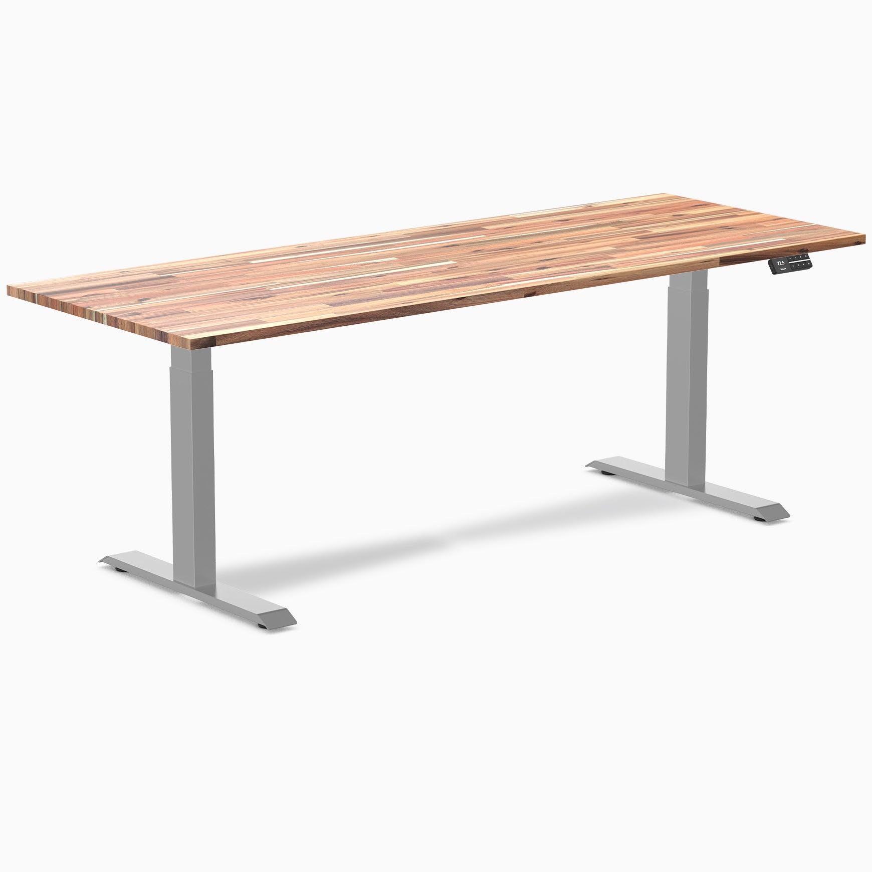 Desky Electric Standing Desk, 80 x 30 inch Softwood Height Adjustable Sit Stand Desk, Dual Motor, Memory Presets, Ergonomic Workstation for Home Office – Acacia Wood Top