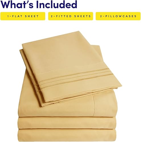 Vista 329 de 1500 Supreme Collection - Juego de sábanas extrasuaves con esquinas tipo bolsillos profundos, ropa de cama hipoalergénica sin arrugas, más de 40