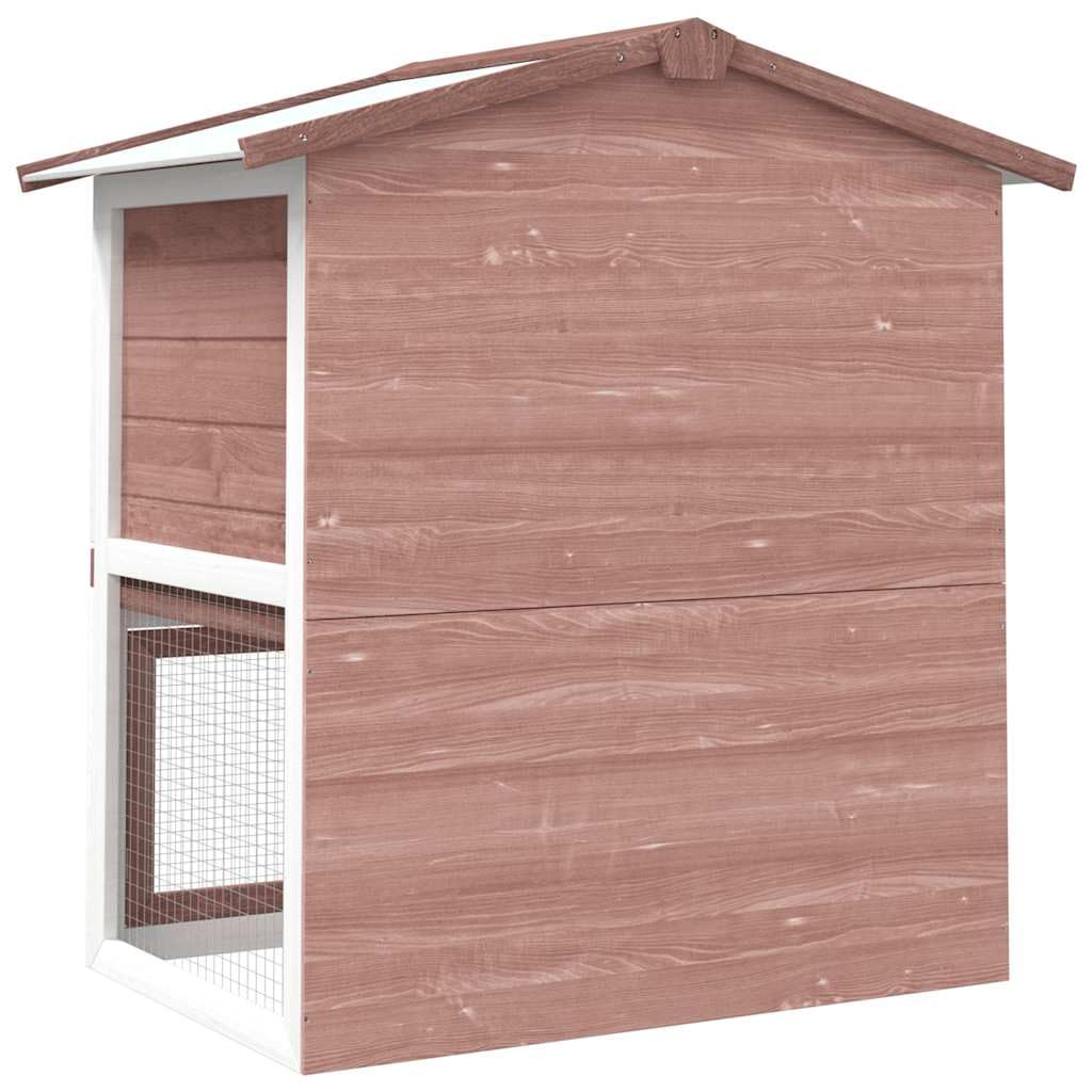 Conejera de madera marrón con 3 puertas, 2 niveles y rampa, jaula para animales pequeños con rejilla de alambre, techo impermeable, cajón para exterior, jardín, balcón, apartamento y refugio