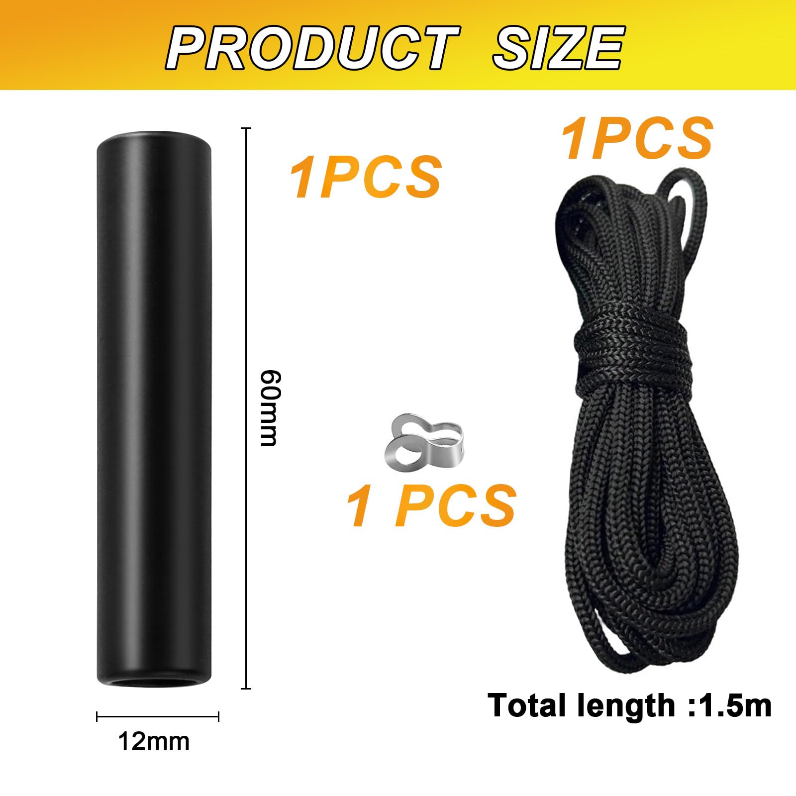 TXErfolg Bathroom Light Pull Cord 6*1.2cm Light Pull Handle with 150cm Light Pull Cord Extension Black Light Switch Pull Cord String Handle Connector for Bathroom Toilet Light Ceiling Light Fan Switch - Image 2