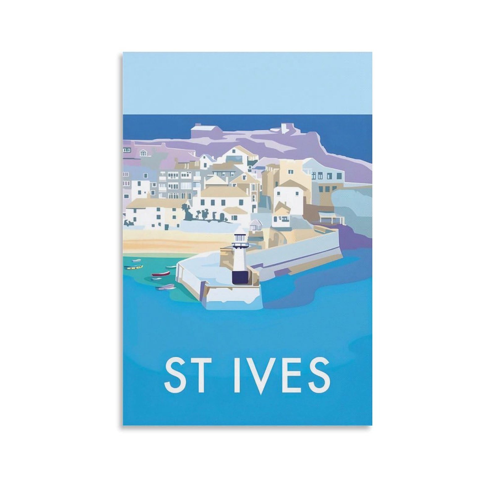 Ncudank For St Ives Harbour, Cornwall Canvas Poster Wall Art Decor Print Picture Paintings For Living Room Bedroom Decoration 08X12inch(20X30cm)