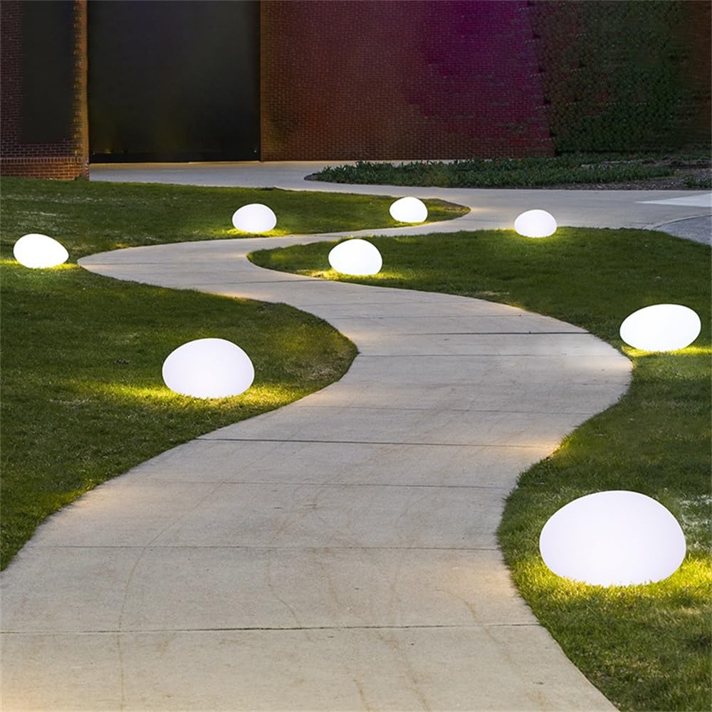 Zewnętrzna słoneczna lampa trawnikowa Nowoczesna kreatywna kamienna lampa ogrodowa Ładowanie LED Wodoodporny IP65 Dekor do domu (DSolar 40cm B (1szt))