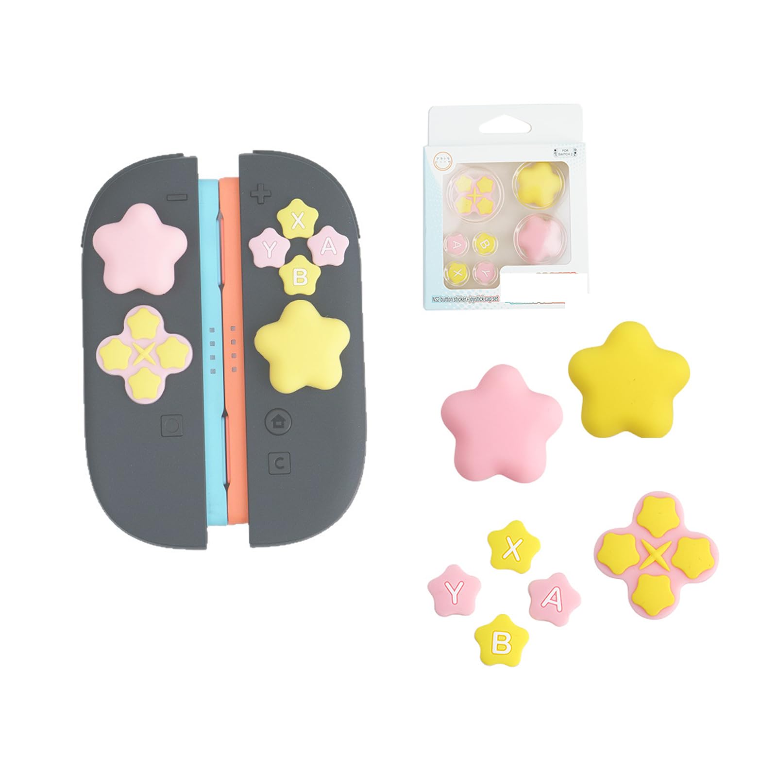 Adesivi in silicone per pulsanti Nintendo Switch 2, tappi joystick NS2, tappi per pulsanti D-Pad, accessori stile stella