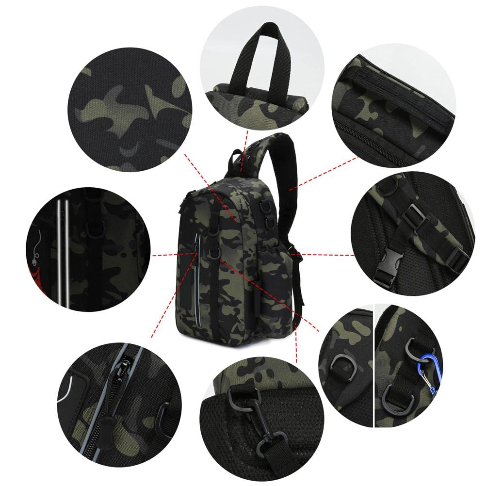 Sac De Pêche Tactique Zerotop - Multi-poches, Bandoulière Réglable - Imperméable Et Réfléchissant - Idéal Randonnée, Vélo, Pêche