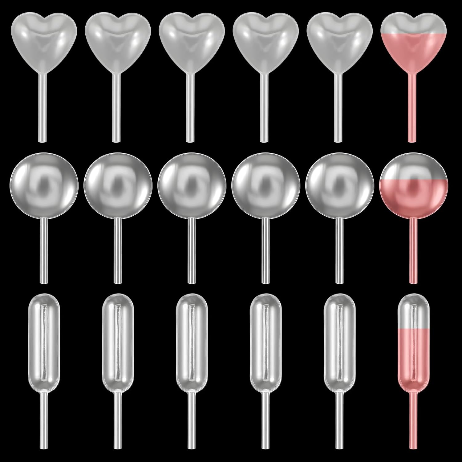 150 Pcs Heart-Shaped and Round Plastic Pipettes Cupcakes Pipettes 4ml Plastic Pipettes Dropper for Cupcakes Mini Pipette Pipette Dropper for Chocolate Birthday Party and Holiday Decoration(3 Shapes)