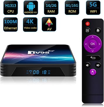 Android 12.1 TV Box, Android Network Set Top Box Allwinner H313 TV Box, Support 2.4G/5G Dual Wifi/1000M LAN/USD3.0/H.265/HD/3D 4K/8K Smart TV Box 1G+8G
