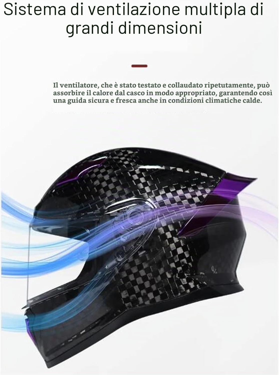 Caschi integrali da Moto in Fibra di Carbonio con Spoiler, Casco da Moto da Strada Sportivo da Turismo, omologato ECE/DOT E,L=57-58cm