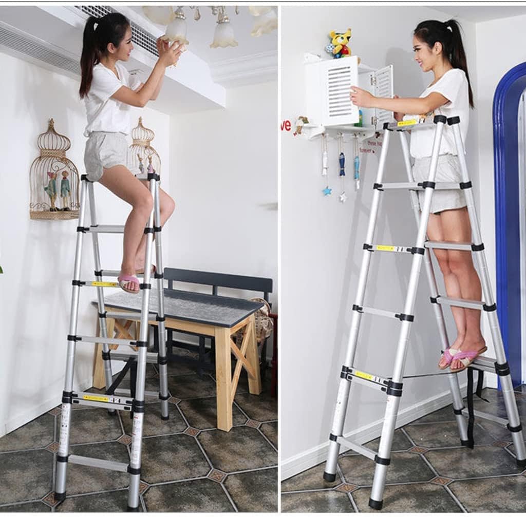 Telescoping Ladder, Aluminum Telescopic Ladders,Telescopic Extension Ladders for Home, Multi-Purpose Telescopic Ladders Compact Ladder, Up to 330 Lb