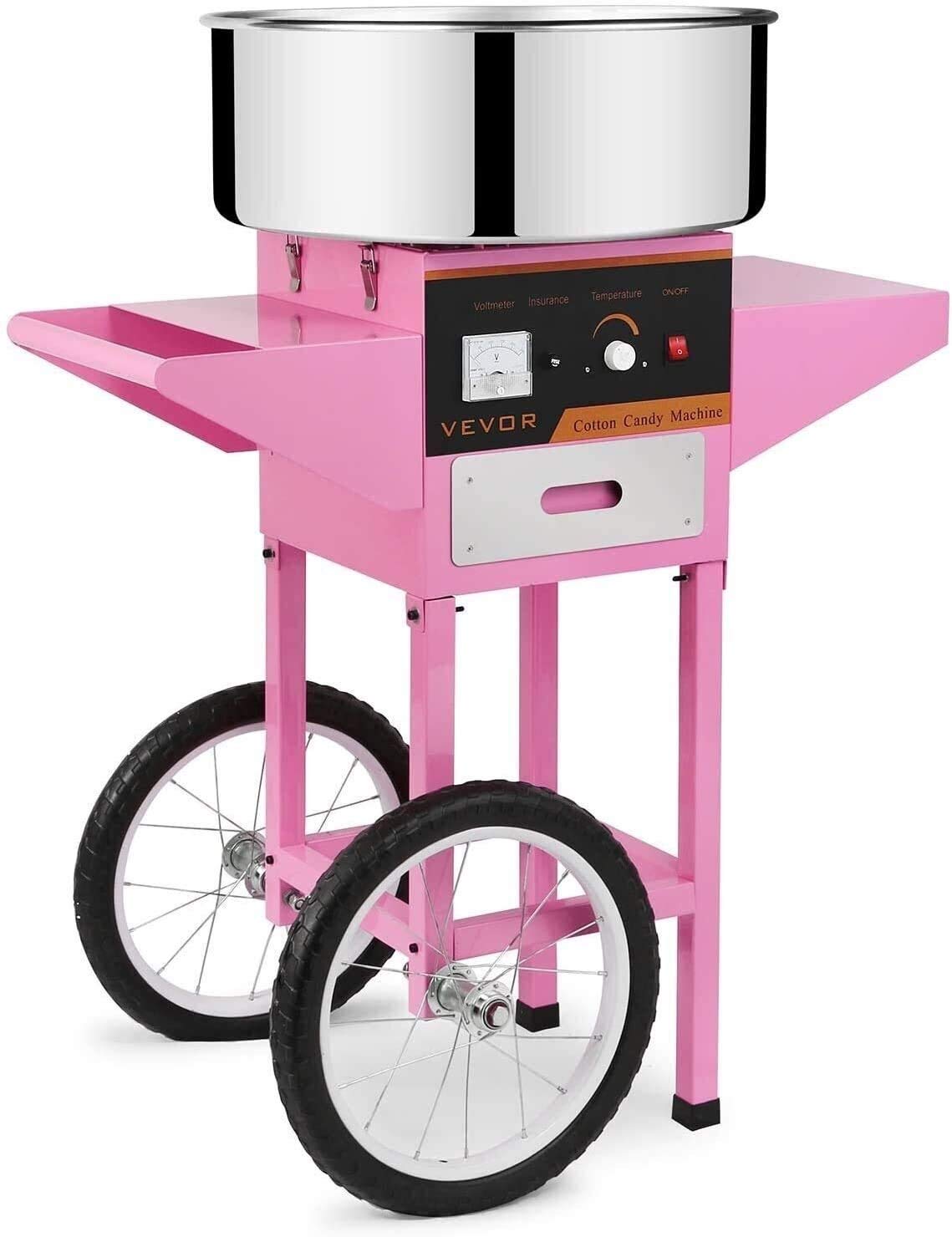 DWLXSHElectric Commercial Cotton Candy Machine Pink Cotton Candy Maker Carnival Sweet Sugar Candy Floss Maker Suitable For Various Parties
