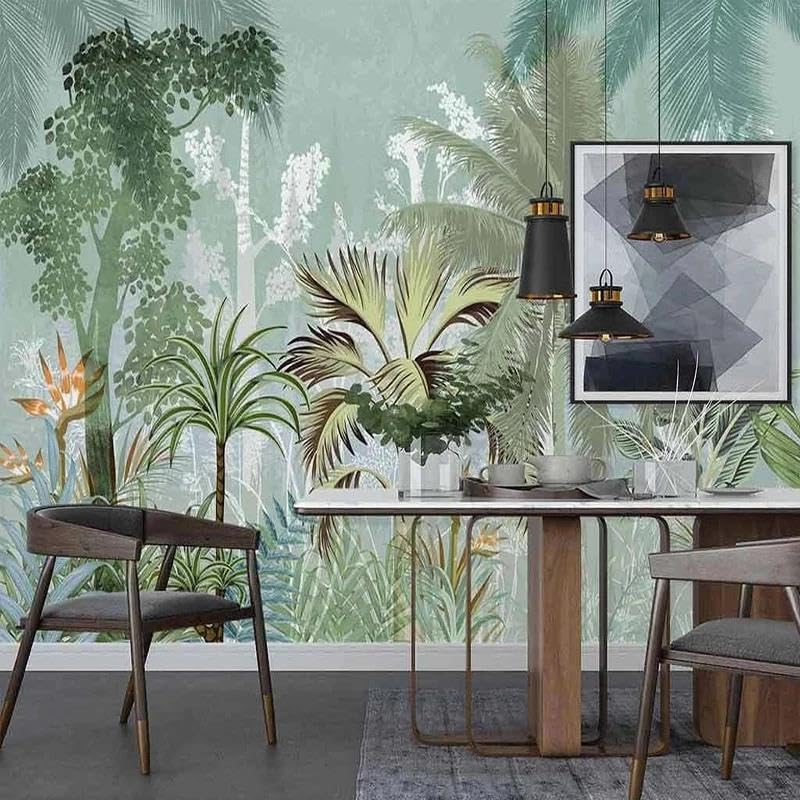 Papier peint forêt tropicale 3D autocollant pour rénover un mur abîmé