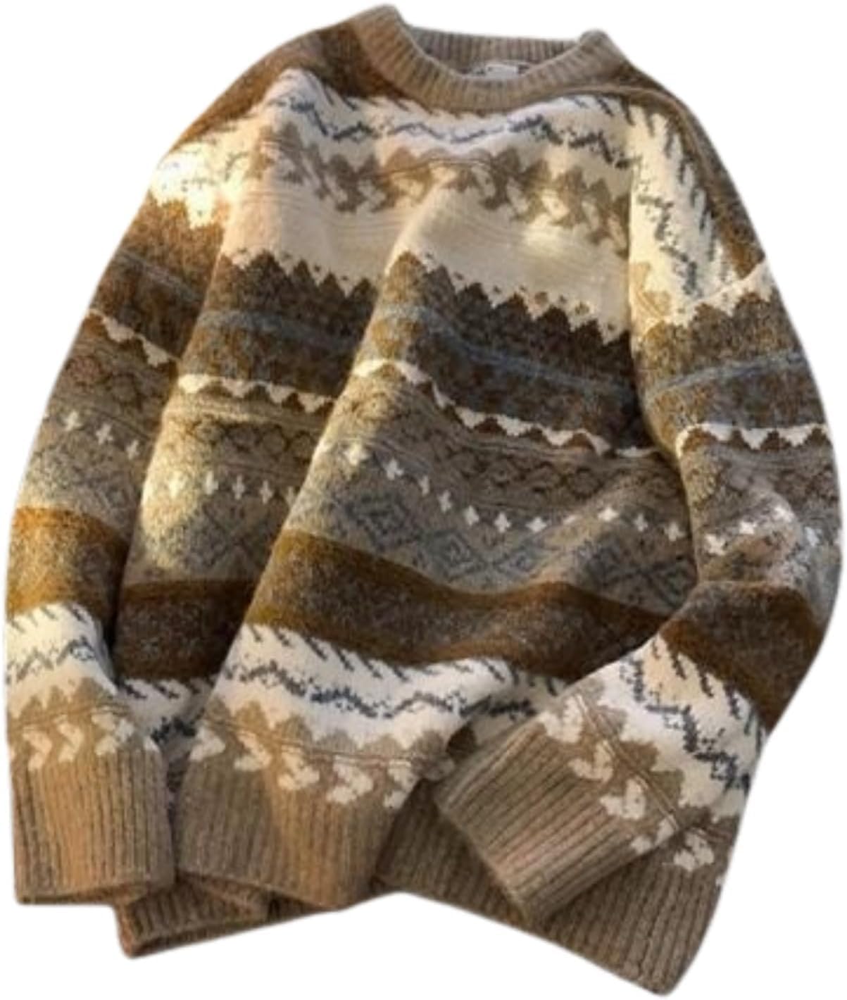 Baitang Khaki Fenxixione Grandpa Sweater Vintage Aesthetic Striped Y2k Grunge Fall Sweater (, M)