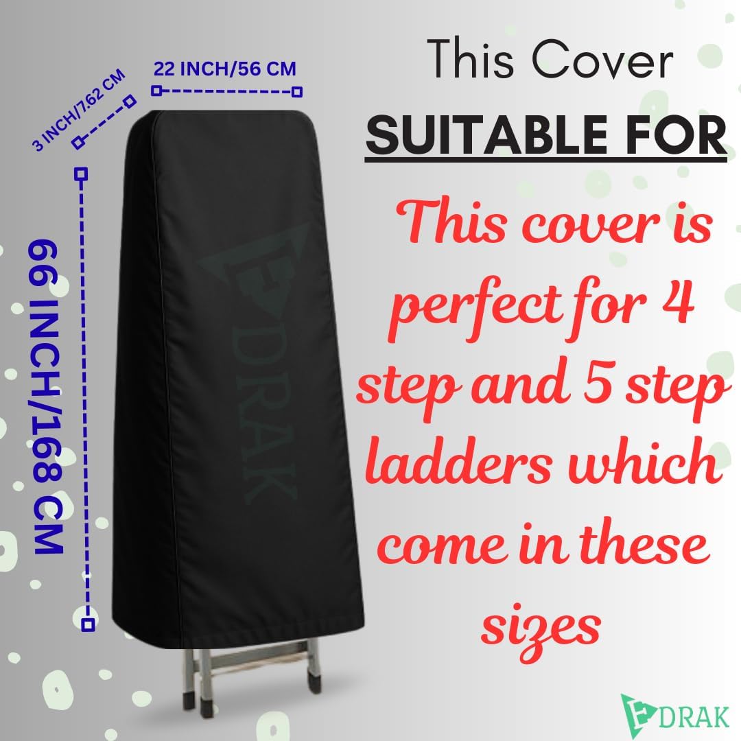 EDRAK Foldable 4 & 5 Step Ladder Cover | Dustproof & Waterproof Protective Cover for Step Ladder | Heavy Duty Fabric | Drawstring Closure | Easy to Store & Wash
