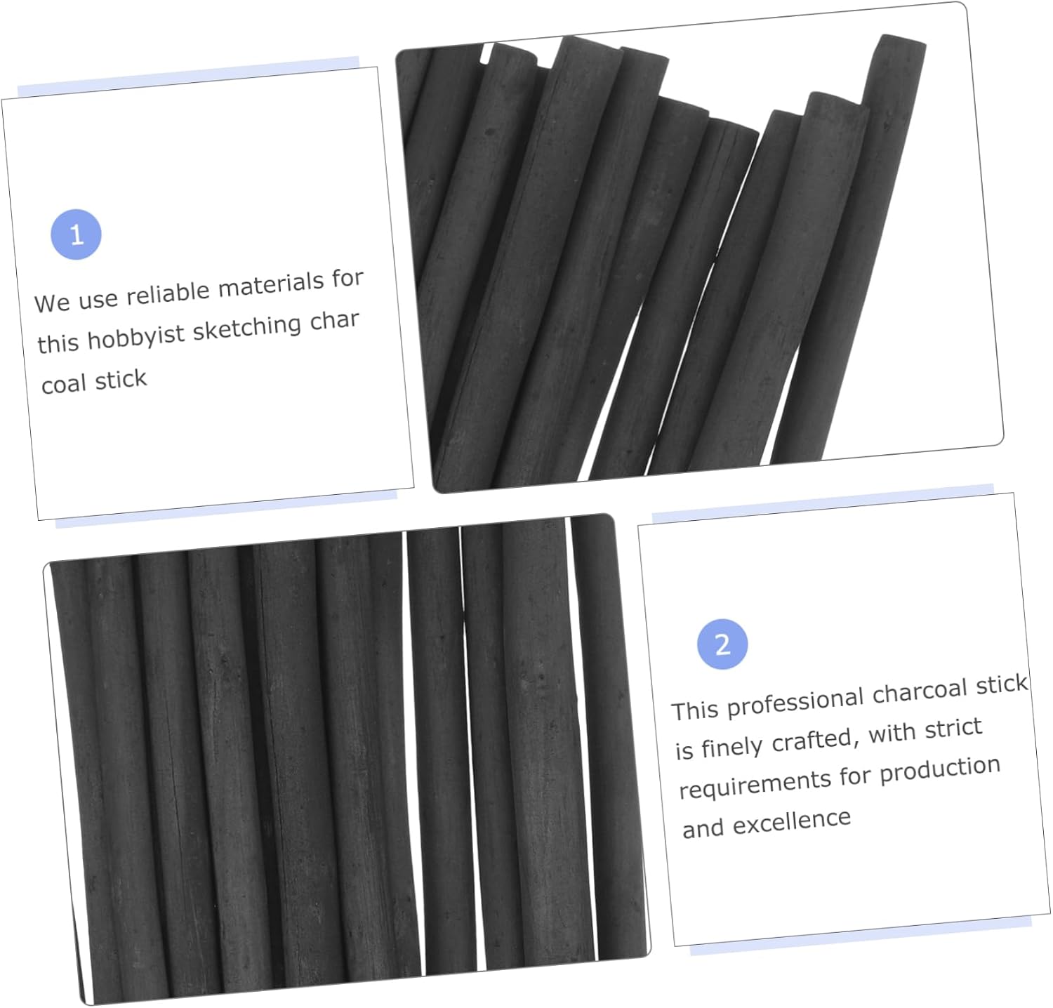 20pcs Professional Willow Charcoals Compressed Drawing Sticks Shading for Students Hobbyists