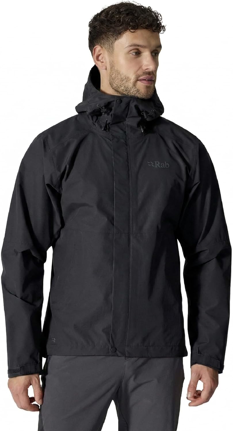 Rab Men's Downpour Jacket - Lightweight Waterproof Hooded Coat for Hiking & Trekking