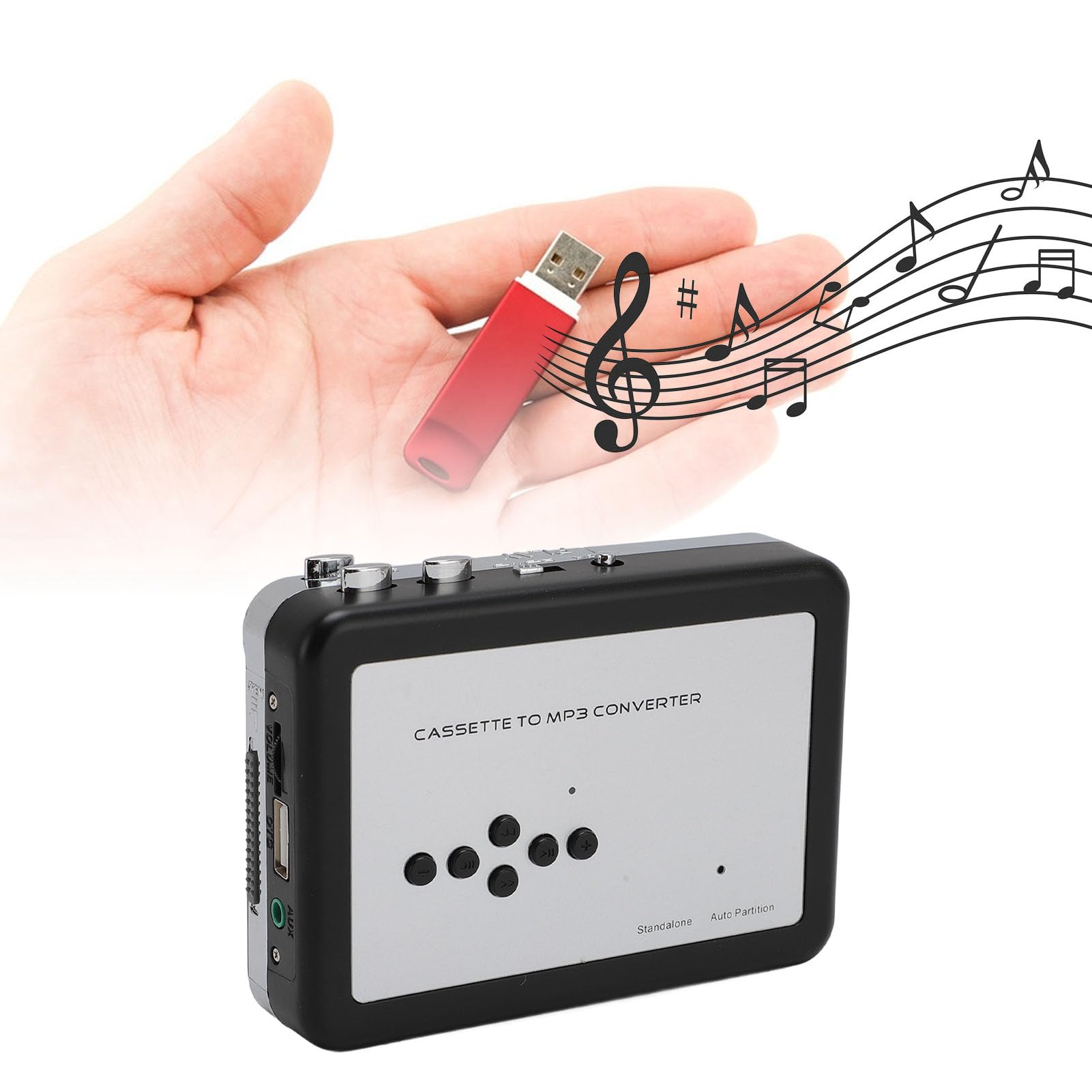 Przenośny Konwerter Magnetofonów Kasetowych, Kaseta z Dźwiękiem Stereo HiFi na MP3 za Pośrednictwem Karty SD, Wbudowany Mikrofon i Głośnik Odtwarzacz Kasetowy do Domowych