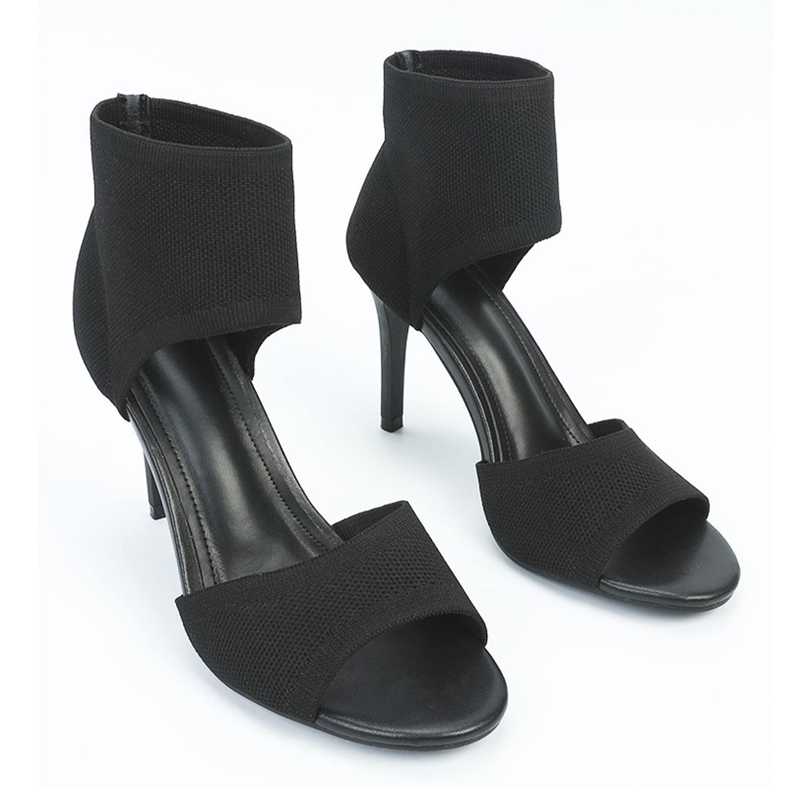 black peep toe stiletto heels