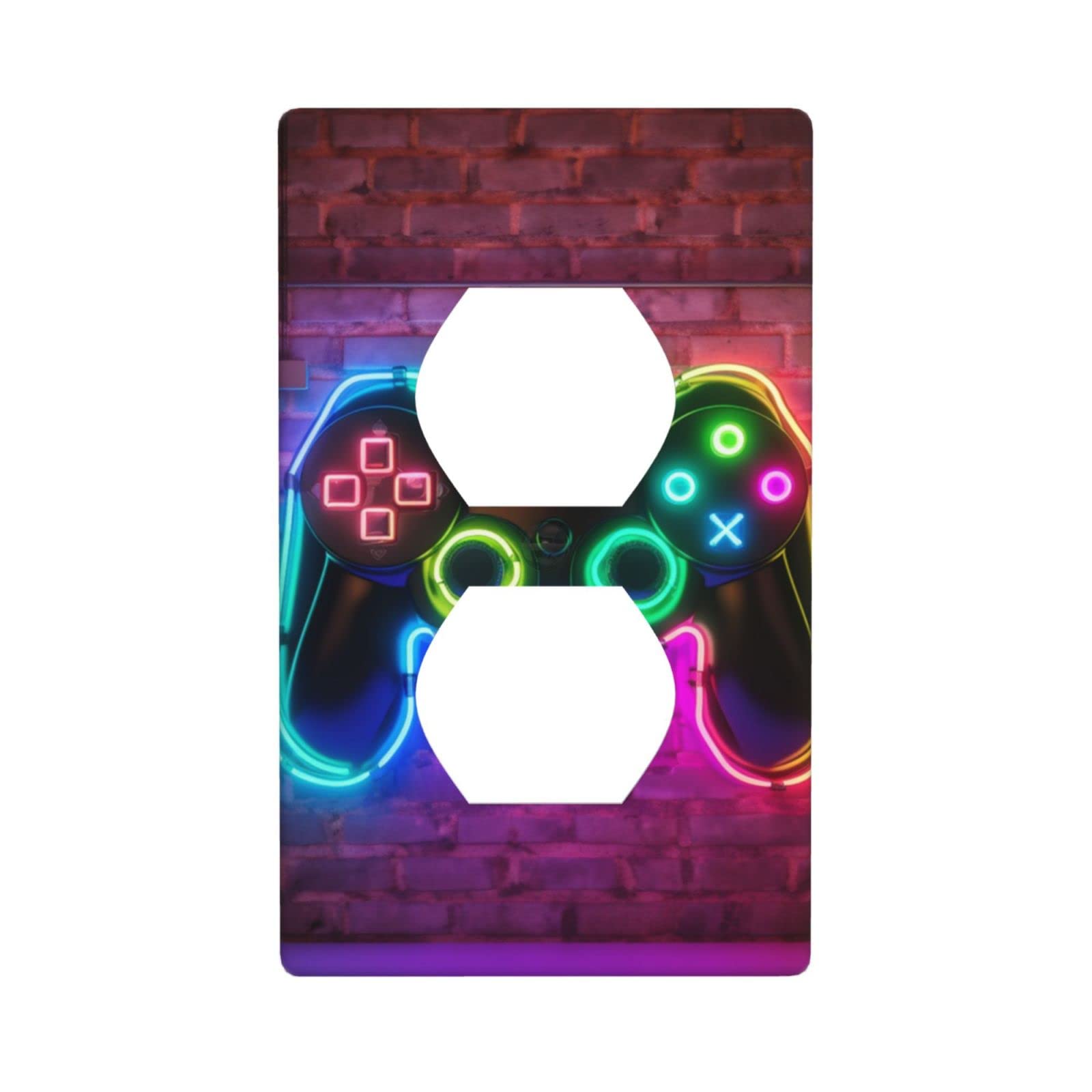 Gamepad Pattern Light Switch Cover Decorative Duplex Electrical Outlet Switch Plate Covers Plastic Wall Plates for Kitchen Bathroom Living Room