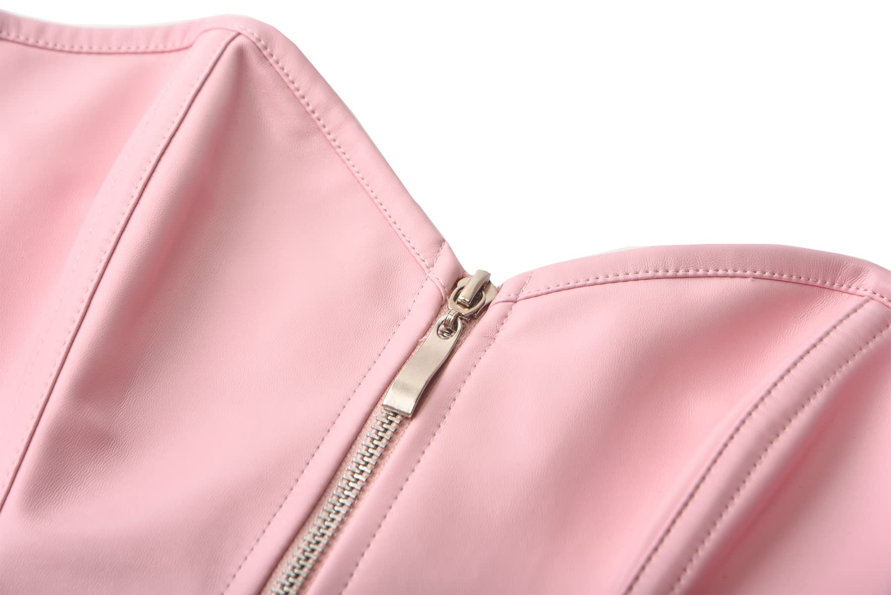 bslingerie® Womens Faux Leather Zipper Front Bustier Corset Top