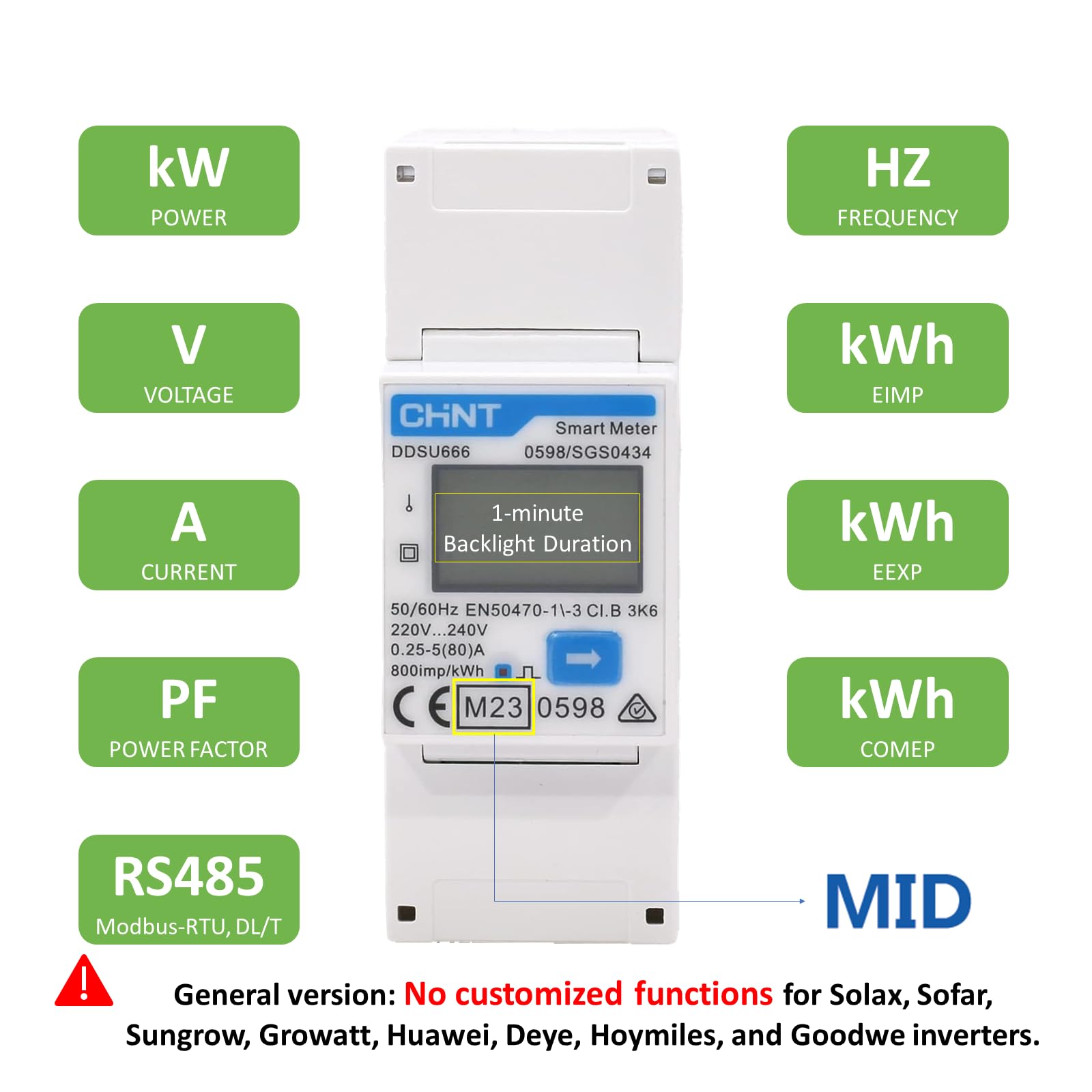 CHINT DDSU666 Single-Phase DIN 35mm Electronic Smart Energy Meter Electricity Meter 5(80) A Direct Connection with RS485 Interface - Image 3