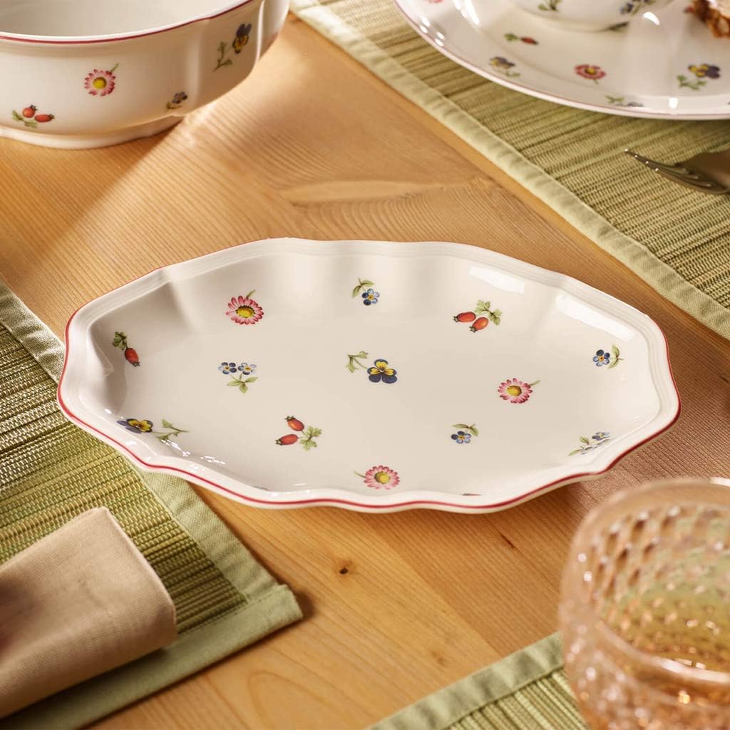 Villeroy & Boch Petite Fleur Pickle Dish/Gravy Stand, Premium Porcelain, Made in Germany, 9.5 x 6.25 in