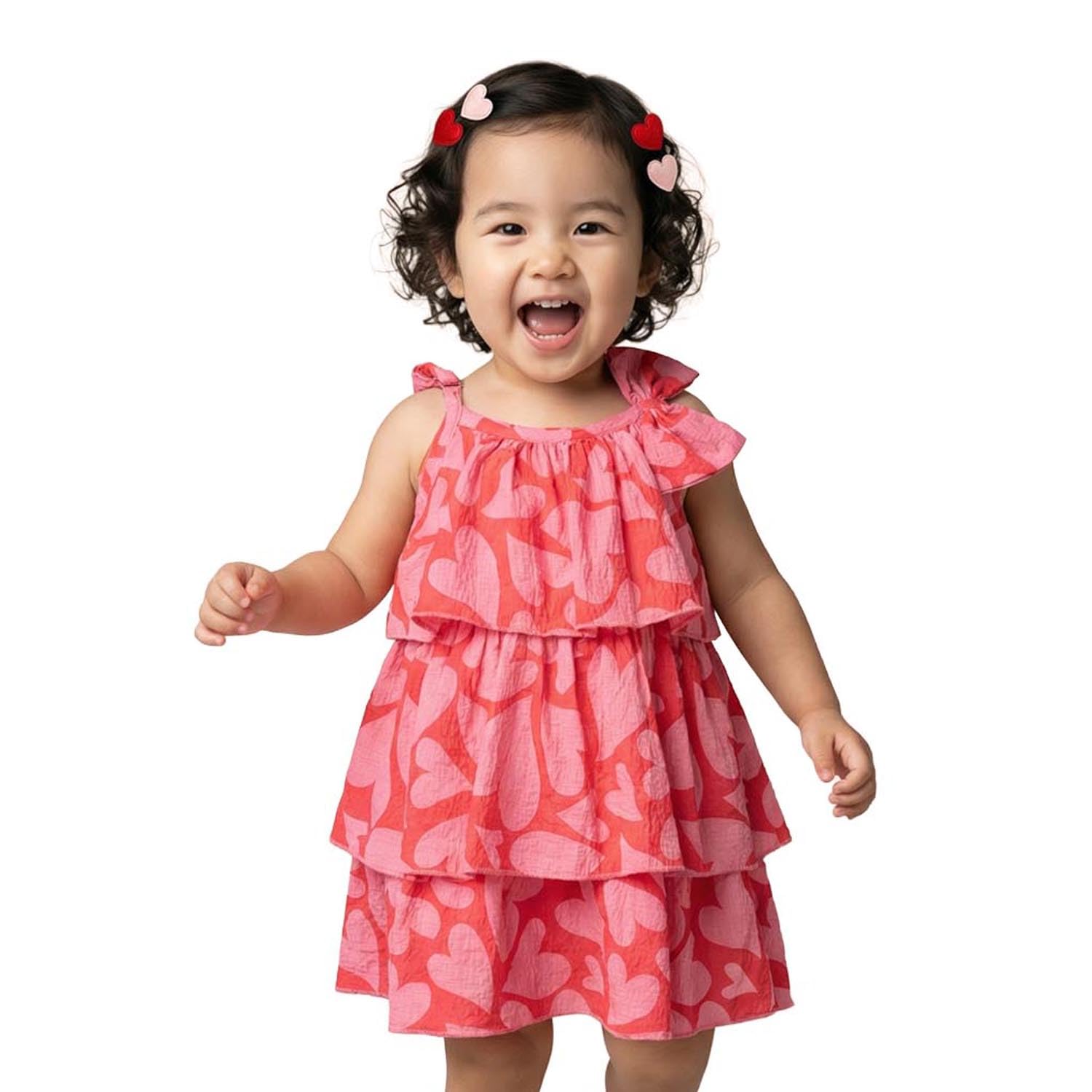 nautinati Baby Girls All-Over Heart Print A-line Strappy Tiered Dress with Bow(NNIGTW00150-18-24M_Red_18-24M)-picture-8