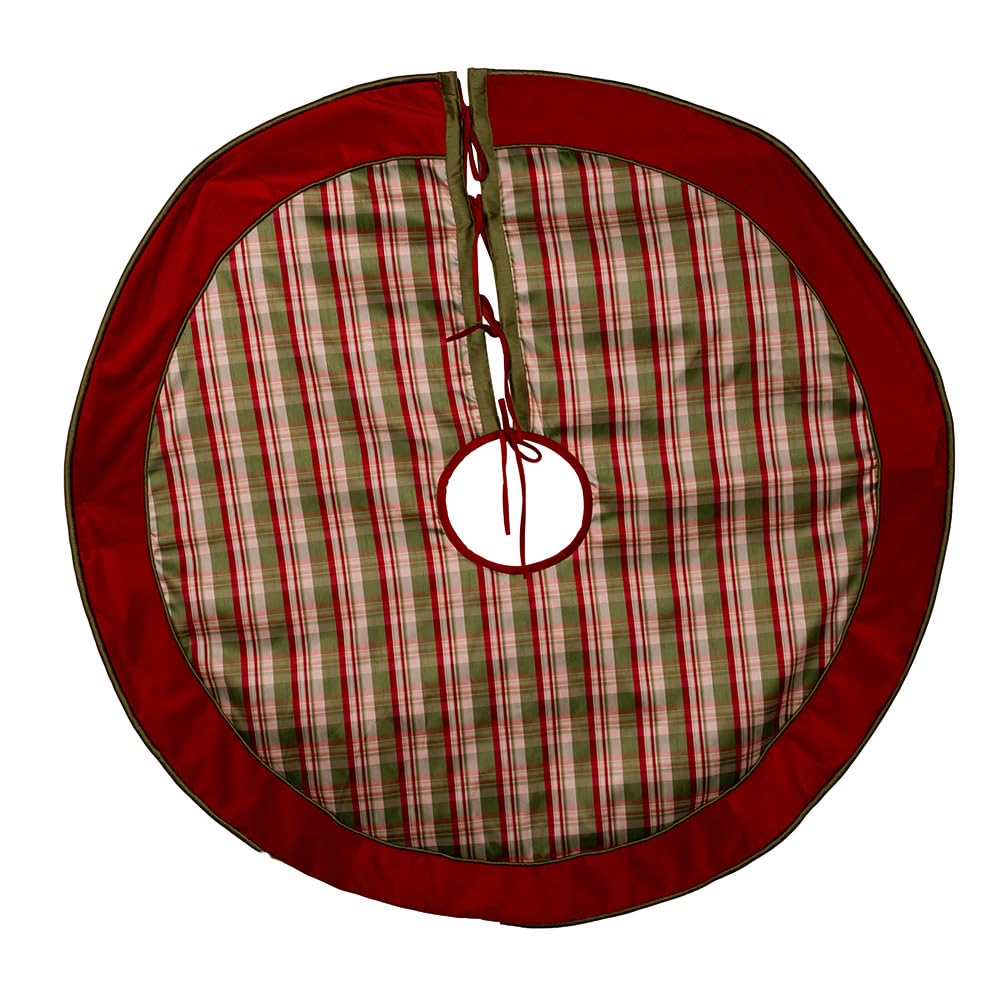 Jupe de sapin de Noël Kurt Adler en velours et Dupion Plaid pour un salon chaleureux