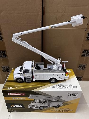 para CATERPILLAR para Kenworth T380 con antena Altec AA55 en blanco 1/32 DIECAST camión modelo preconstruido