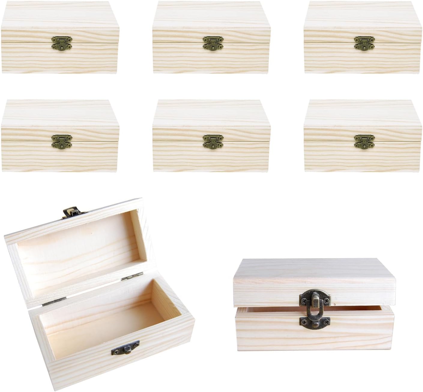 Lot De 10 Mini Coffres Au Trésor En Bois à Peindre - 9x5,5x5 Cm, Couvercle, Fermeture Aimant, Pour Activités Créatives Enfants