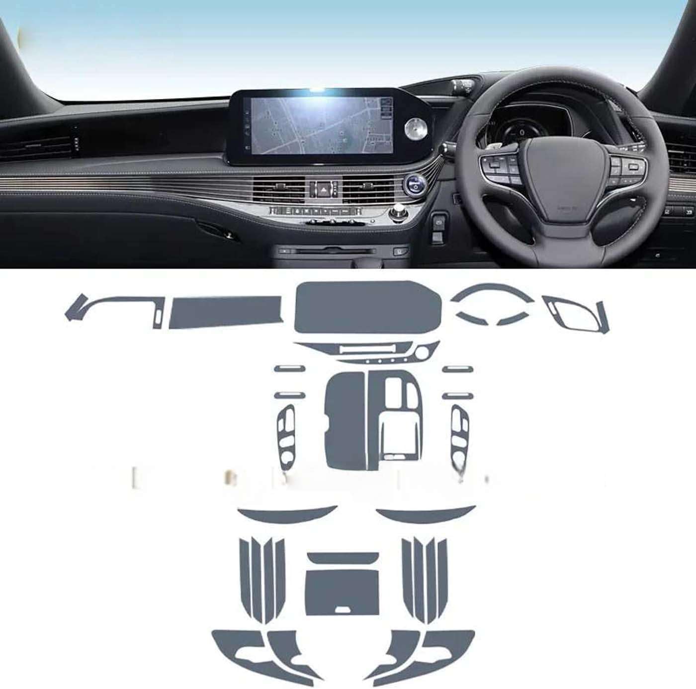 Car Interior Paint Protection Film Console Scratch Transparent TPU Film, for Lexus LS 500 2021-2024(Set/RHD)