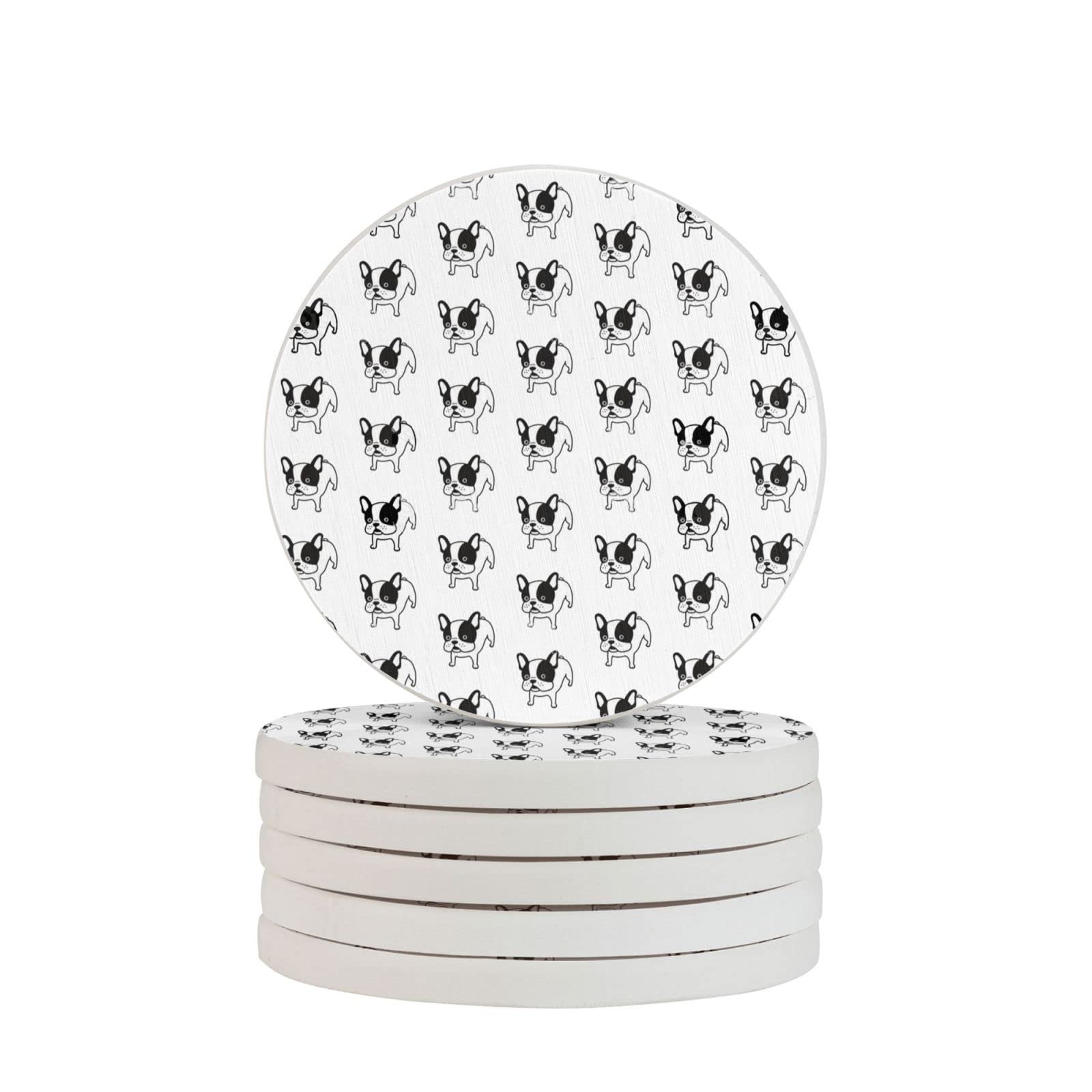 French Bulldog Dog Two Pieces Coaster Heat-Resistant Reusable Saucers for Drinks Wine Glasses Plants Cups Mugs