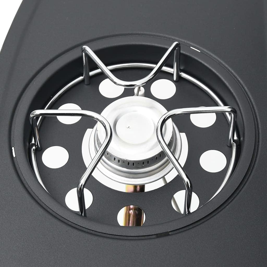 Barbecue a gas 4+1 con fornello laterale e cappa, in acciaio inox, per giardino e terrazza, 13,9 kW, con termometro, nero/argento