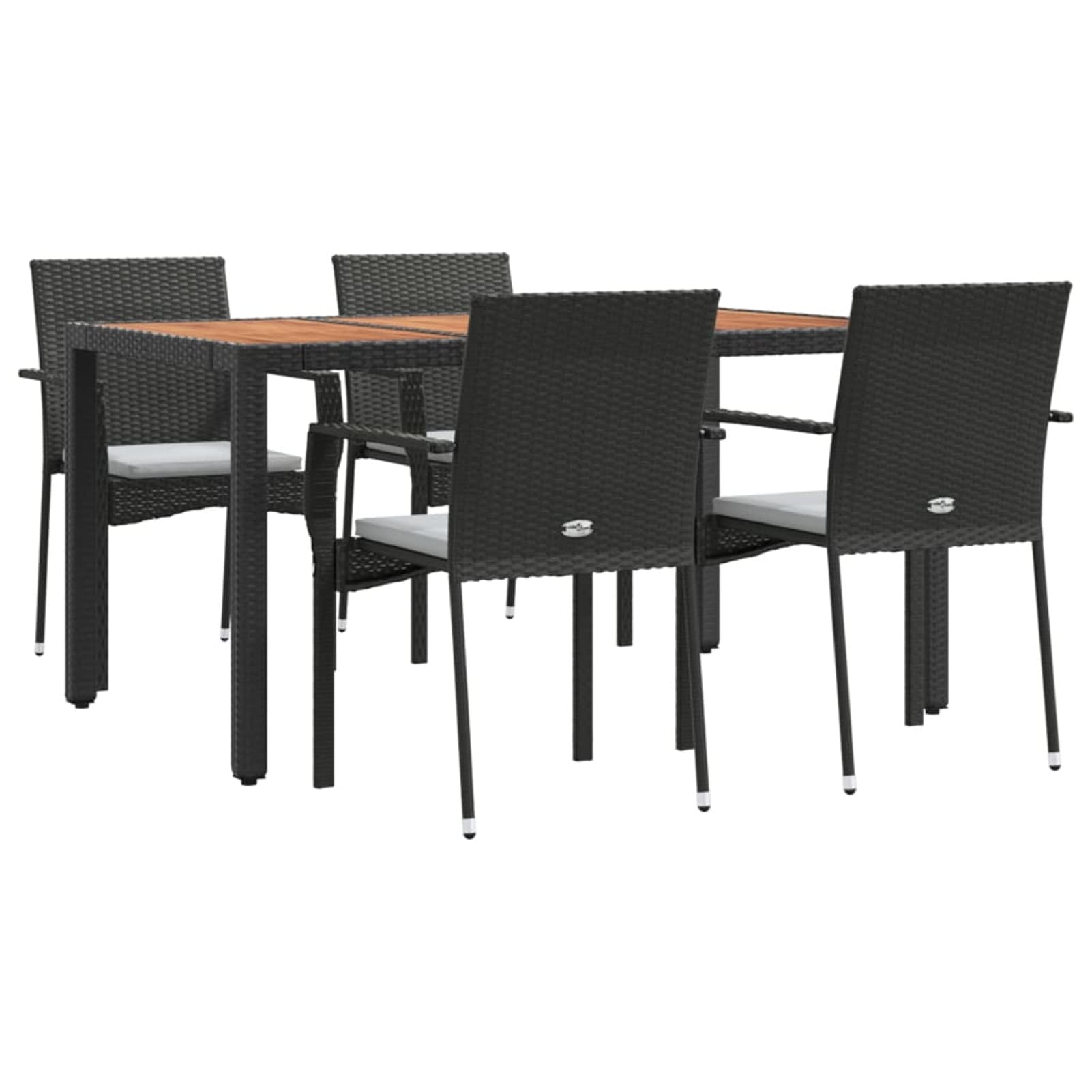 3184989 Set da Pranzo da Giardino 5 pz Nero con Cuscini in Polyrattan Testata in Legno,Testata Letto Matrimoniale Muebles Dormitorio Spalliera Letto Testiere per Letto Matrimoniale