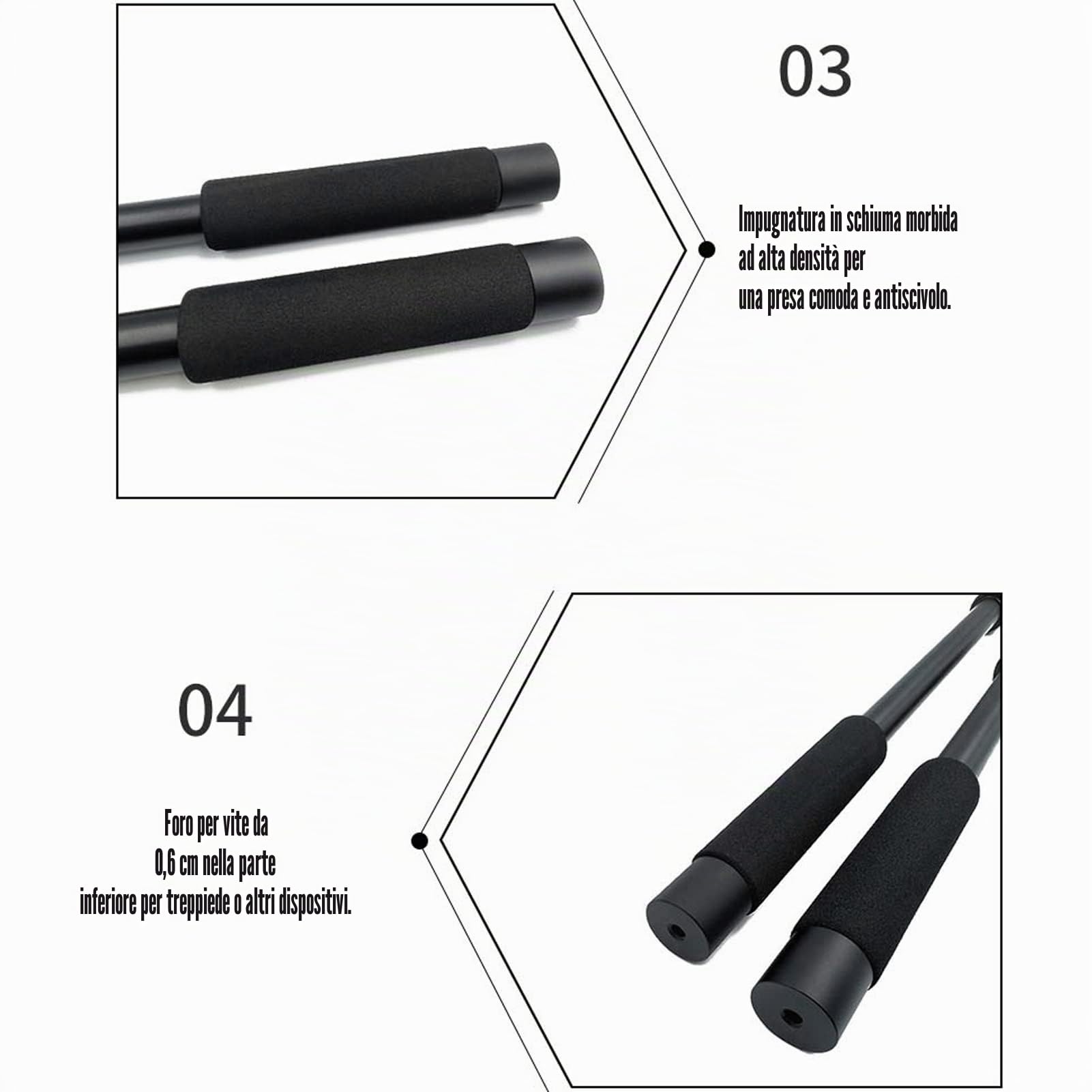 Asta per Microfono Palmare, Braccio per Microfono Estensibile a 4 Sezioni 5 con Impugnatura in Schiuma e Fili da 1/4 di Pollice, Supporto per Microfono Telescopico Regolabile per Microfoni con(5)
