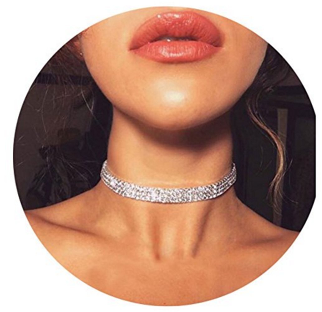 Flongo Collana Donna Con Pendente Simbolo Musicale In Acciaio Inox – Mosaico Di Strass, Lunghezza 45 Cm – Gioiello Bling Per Lei