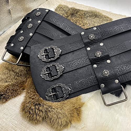 JAOYU Mens Medieval Belt Embossed Viking Leather Belt Renassance Medieval Buckle Belt Norse Cosplay Belt for Men LARP Costume4