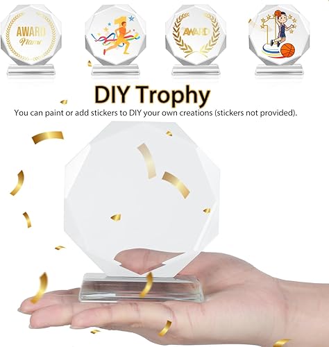 Miniatura 9 de CLISPEED Trofeo de cristal en blanco Premio de trofeo de vidrio Copa transparente Estatuas de celebración de premios Decoración de escritorio