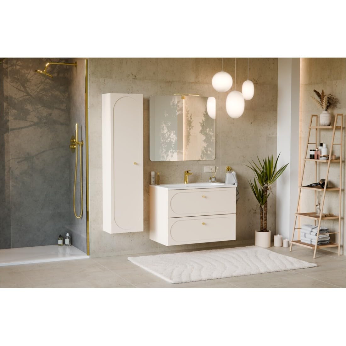 Meublorama - Lavabo empotrado (80 cm, cerámica), color blanco brillante