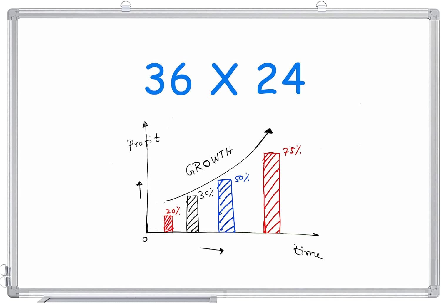 Magnetic White Board 36 x 24 Dry Erase Board Wall Mounted, 3' x 2' Marker Whiteboard with Pen Tray for School, Home, Office, Silver Aluminum Frame 36 x 24 without accessories