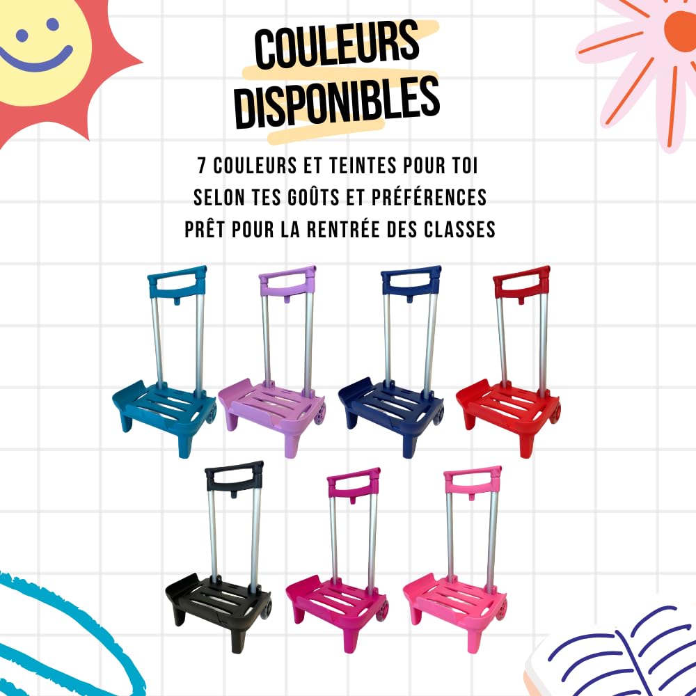 Devesa Chariot pour Sacs à Dos Scolaires – Léger, Pliable et Résistant, avec Base Protectrice et Grand Plateau, Roues Silencieuses et Design Ergonomique pour Éviter Le Mal de Dos - D203