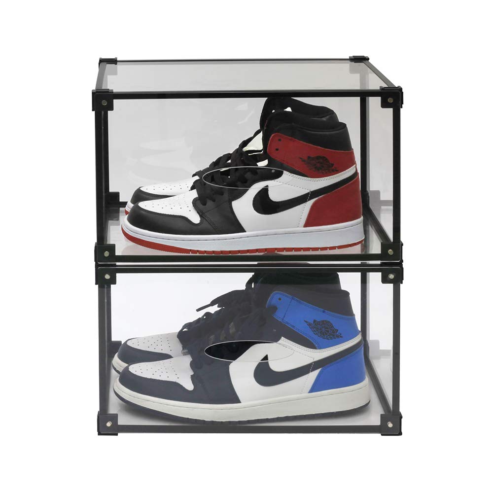 Buy Drop Front Shoe Display Case Shoes Box Stackable Storage Sneaker