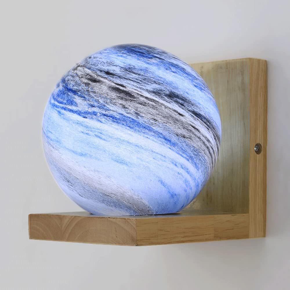 SYAXVOM Headboard Decorative Lighting Wall Light Lamp with Glass Ball Shade, Modern Planet Design Sconce, E27 Corridor Stairwell Earth Lamps