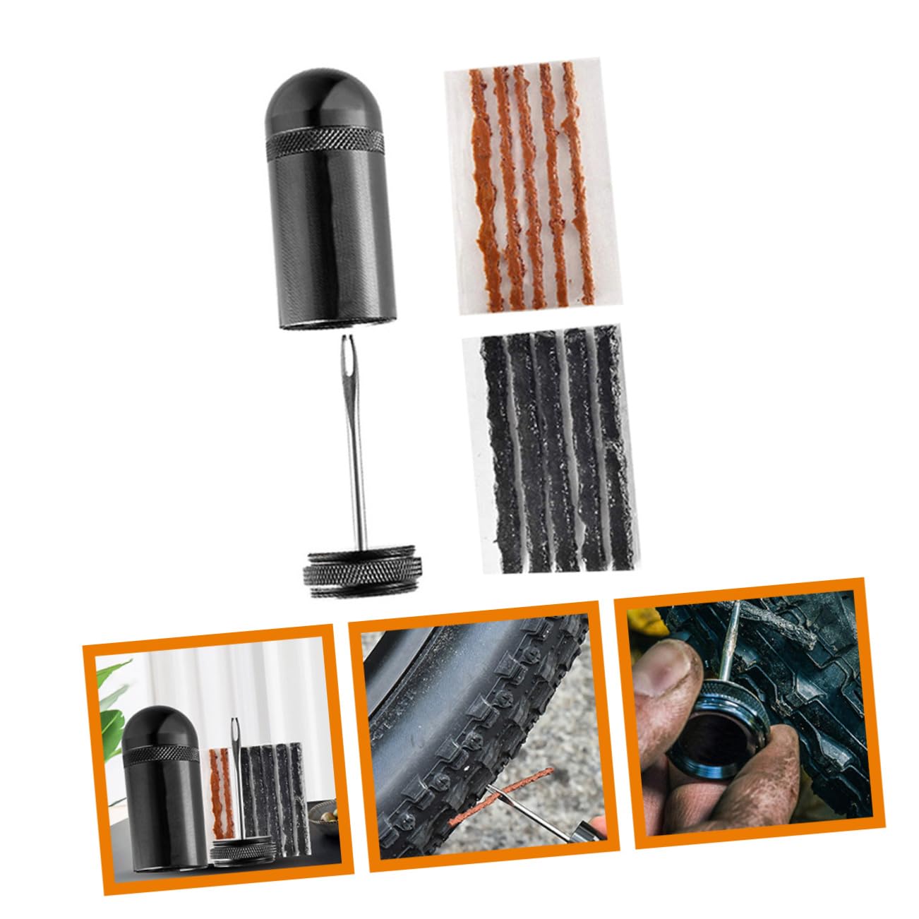 POPETPOP Emergency Tire Repair Kit for Bicycles Includes Tire Plugs Repair Strips and Strings for Cycle Tire Repair on The Go