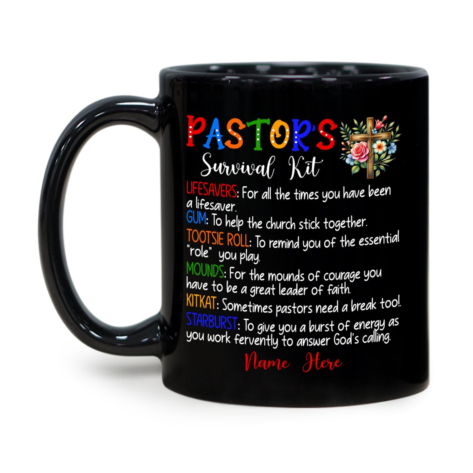 Pastor's Survival Kit Mug - Funny Ceramic Coffee Cup For Pastor Appreciation Gifts